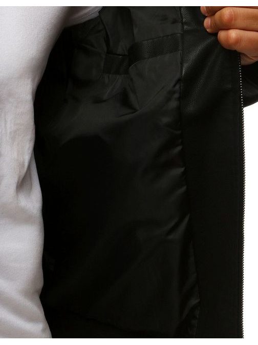 Jednoduchá čierna koženková bunda