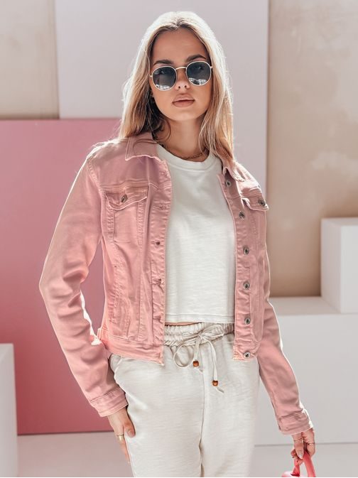 Pastelovo ružová dámska rifľová bunda PASTELLO