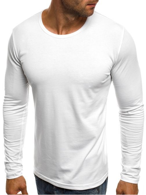 Jednoduché biele tričko s dlhým rukávom J.STYLE 712099