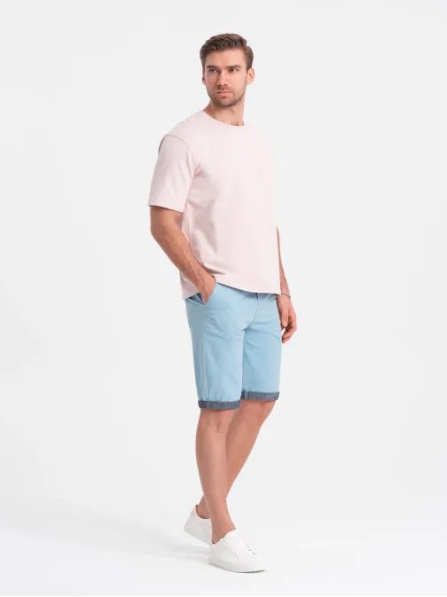 Modré chinos kraťasy s lemom V3 W421