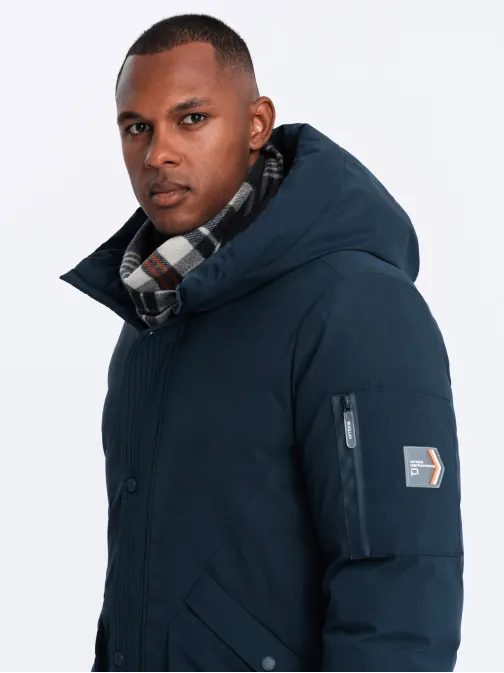 Atraktívna tmavo modrá parka na zimu V2 JALJ-0202