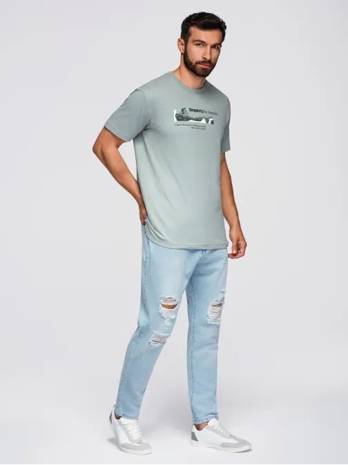 Jedinečné svetlomodré rifle s výraznými odreninami V1 PADP-0250