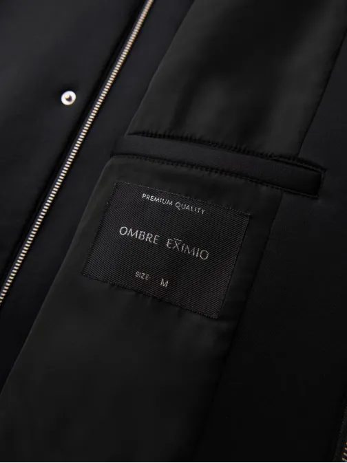 Zateplený pánsky kabát so skrytým zapínaním čierny V4 OM-COLC-0144