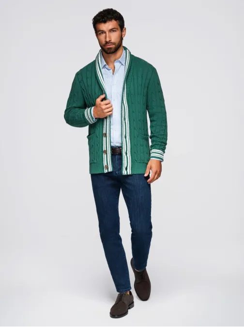 Pletený sveter pre mužov zelený V2 OM-SWCD-0152