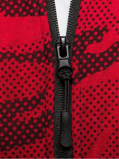 Červená tieňovaná maskáčová mikina na zips s kapucňou J.STYLE DD130