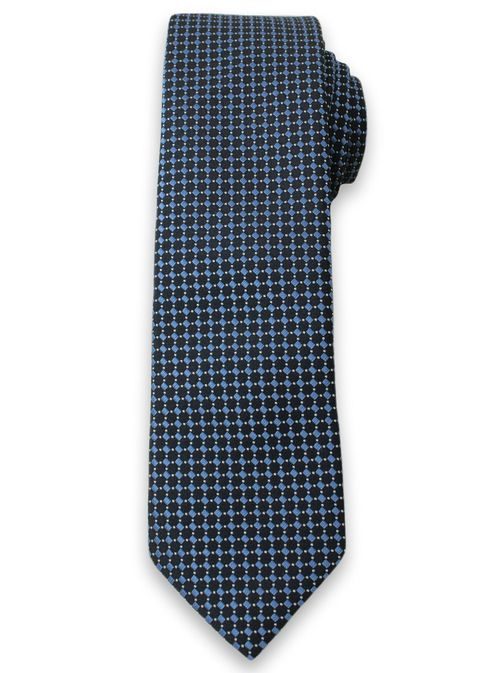 Tmavomodrá pánska kravata s kockovaným vzorom