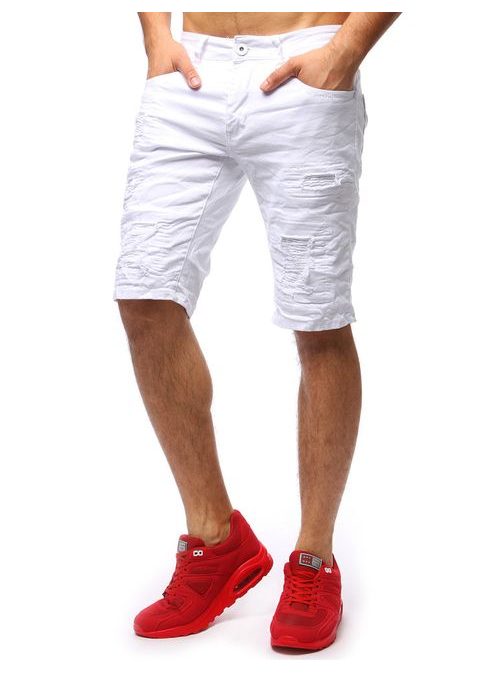 Potrhané biele džínsové kraťasy