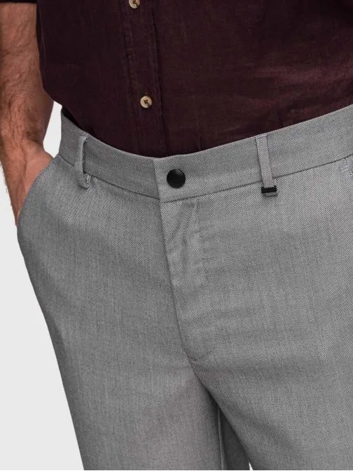 Trendy šedé chinos nohavice s elastickým pásom V2 P1525