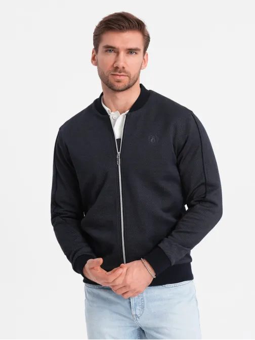 Trendy tmavo modrá bomber bunda V1 JANP-0153