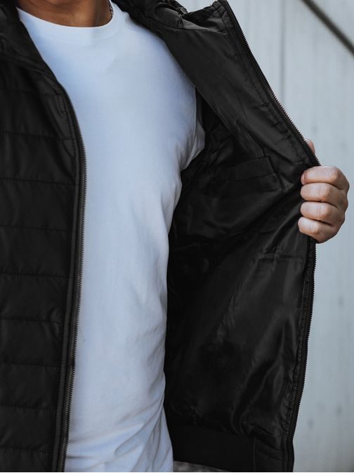 Atraktívna prešívaná pánska bunda čiernej farby