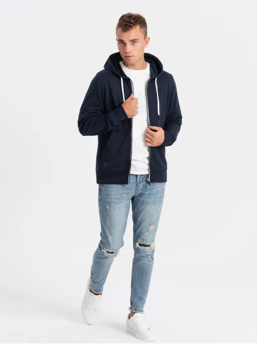 Trendy tmavo modrá mikina na zips V2 OM-SSBZ-0118