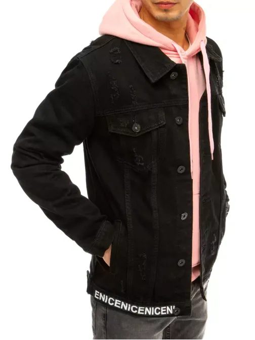 Trendová čierna rifľová bunda