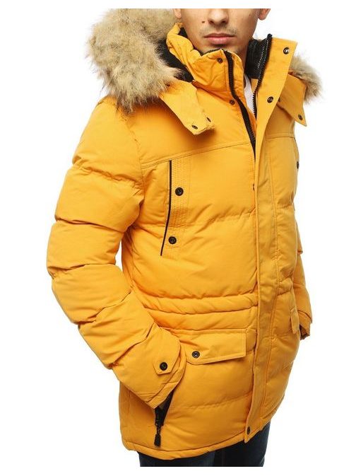 Žltá zimná bunda v módnom prevedení
