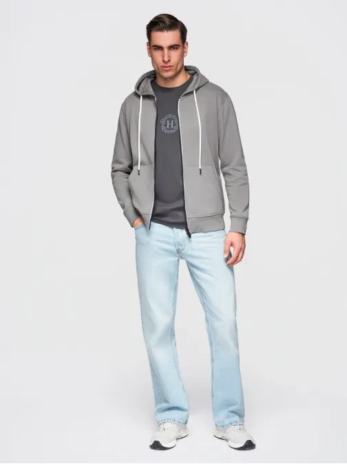 Pánska šedá mikina na zips V8 SSBZ-0272