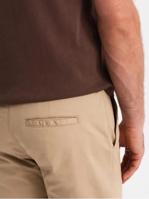 Pánske béžové chinos šortky s lemom V11 SRCS-0197