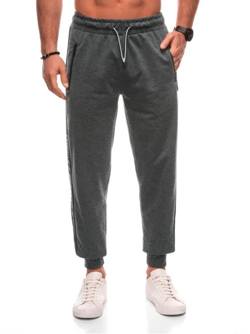 Šedé pánske tepláky s nápisom P1512