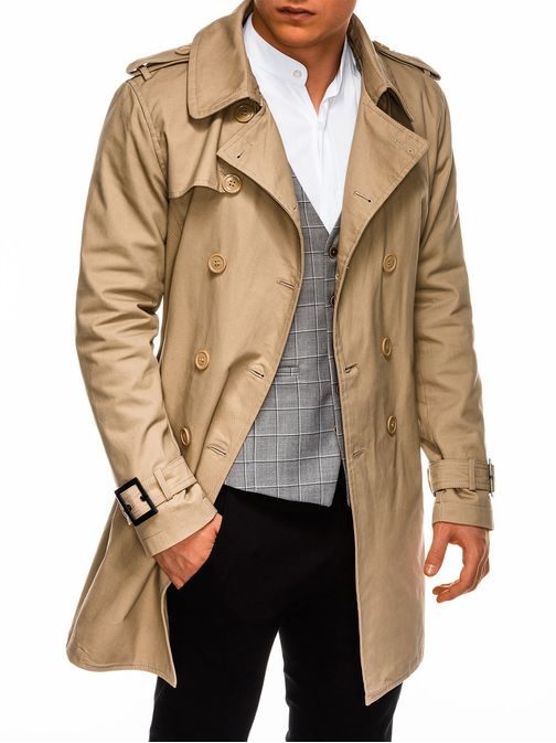 Atraktívny béžový pánsky kabát c346