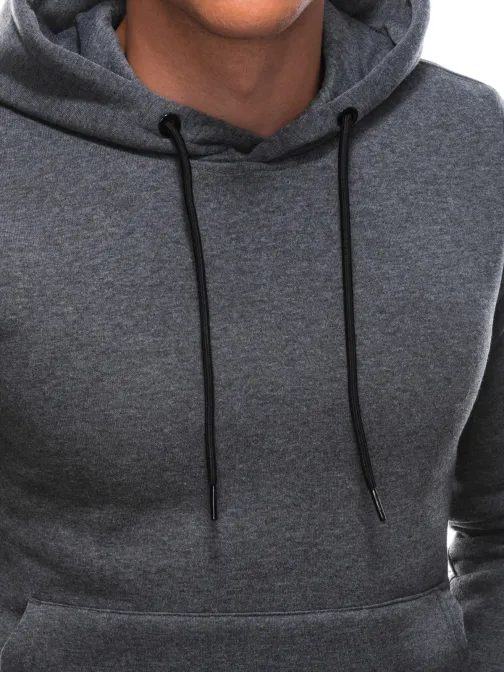 Tmavošedá melírovaná  mikina s kapucňou B1213