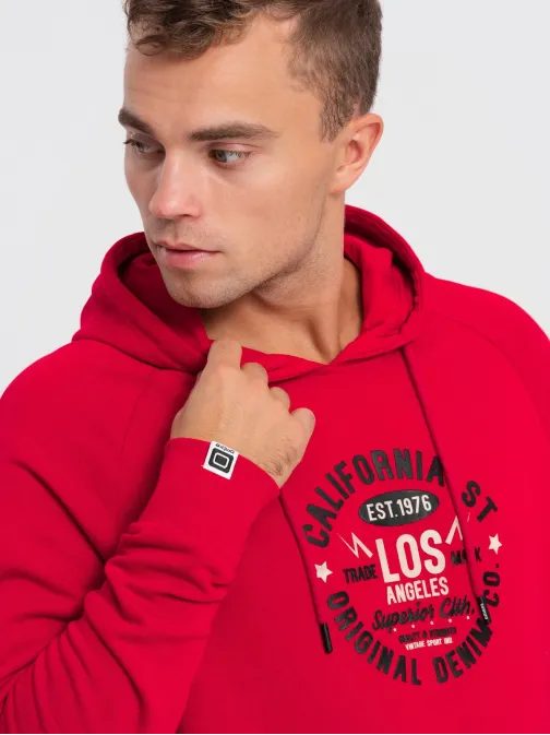 Jedinečná červená mikina s nápisom V2 SSPS-0151