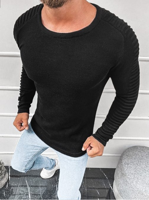 Trendový čierny sveter  L/2537SW