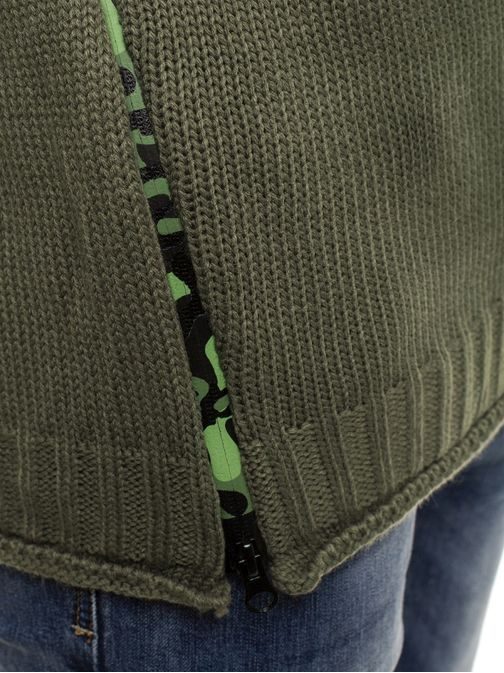 Zelený sveter s maskáčovým zipsom BREEZY B9019S
