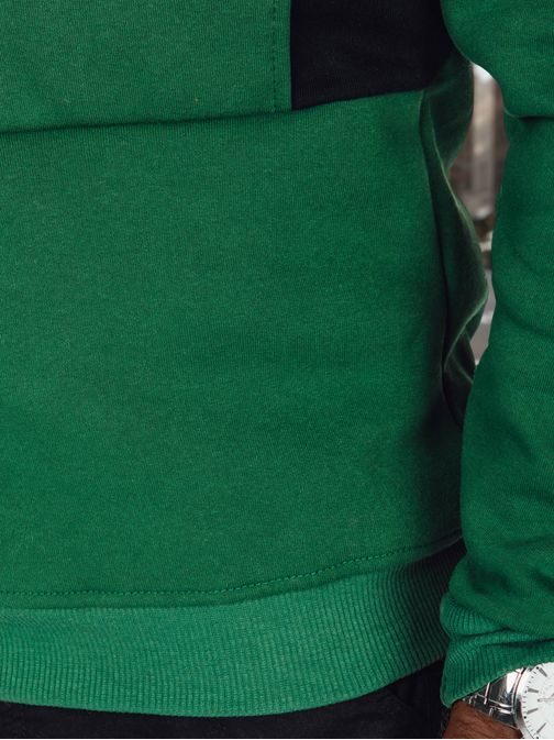 Zaujímavá zelená mikina s vreckom a s kapucňou