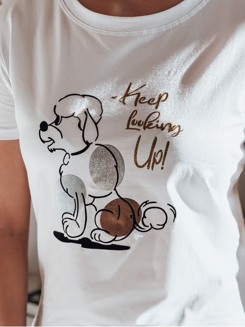 Biele dámske tričko s pudlíkom