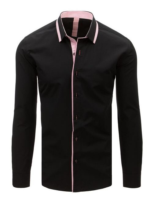 Čierna košeľa s ružovým lemom