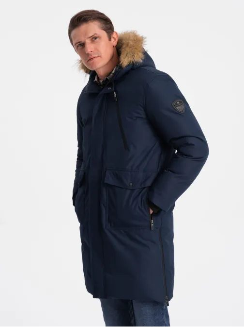 Zimná originálna tmavomodrá prešívaná parka V1 JALJ-0148