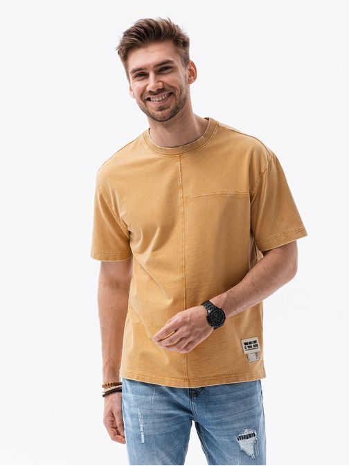 Jednoduché tričko v horčicovej farbe S1379