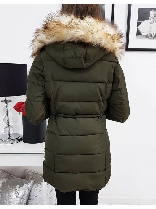 Olivová zimná bunda s kapucňou