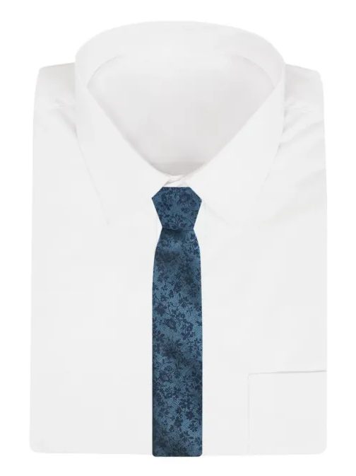 Tmavomodrá pánska kravata s kvetinovým vzorom