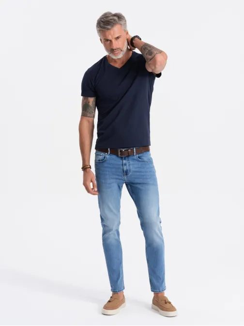 Jednoduché granátové tričko s V výstrihom S1183