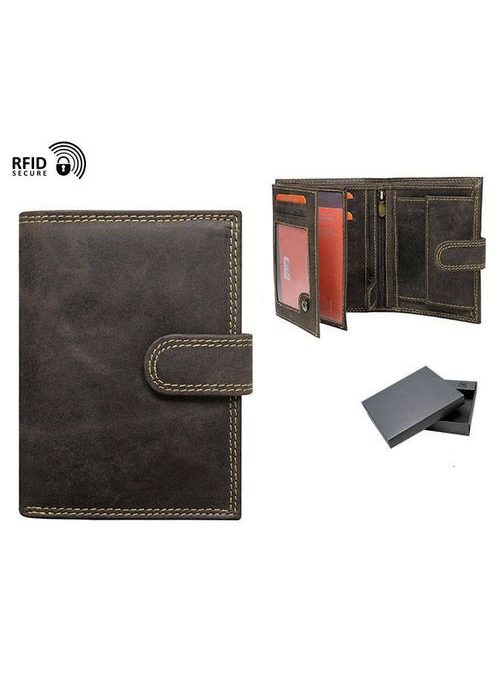 Hnedá kožená peňaženka na výšku s prackou