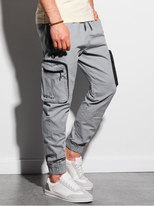 Trendové jogger nohavice v šedej farbe P960