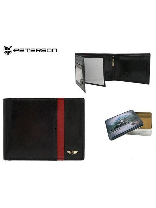 Elegantná čierna kožená peňaženka Peterson
