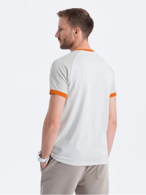 Bavlnené pánske tričko bielo-sivé s1623