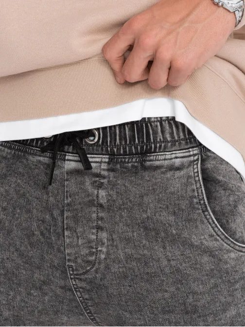 Pánske šedé rifľové joggery V3 PADJ-0133