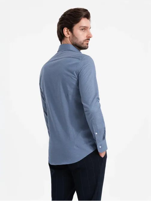 Módna modrá slim-fit košeľa V1 SHCS-0175