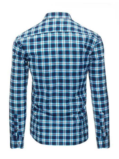 Granátovo-tyrkysová pánska košeľa slim fit stihu