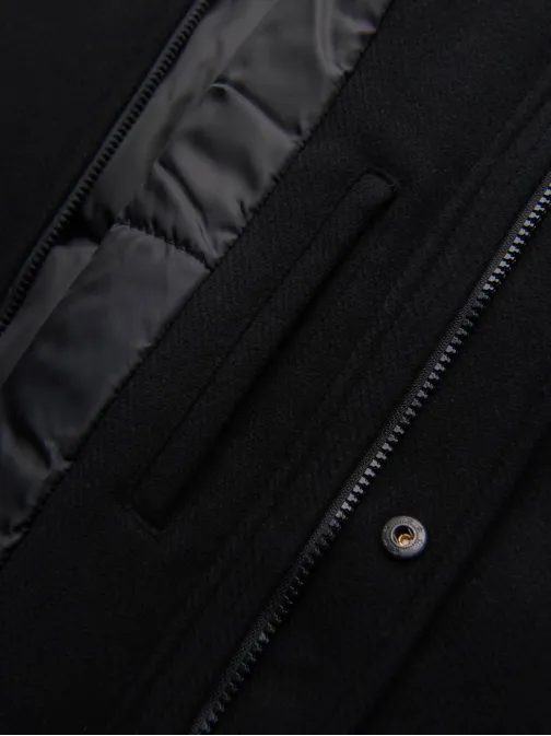 Štýlový pánsky kabát v čiernej farbe V2 OM-COWC-0132