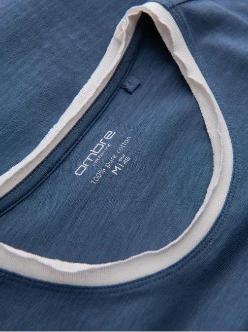 Trendy tmavo modré tričko bez potlače V3 TSCT-22SS-004