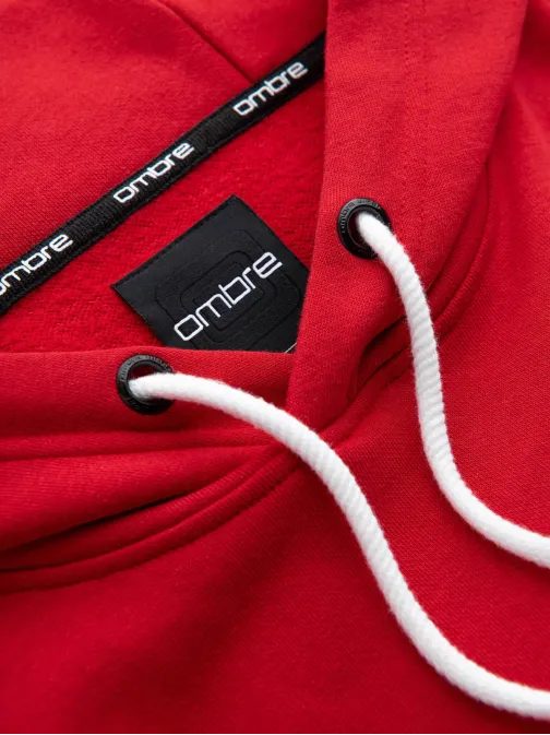Pánska červená mikina s logom a s kapucňou V1 SSNZ-0144