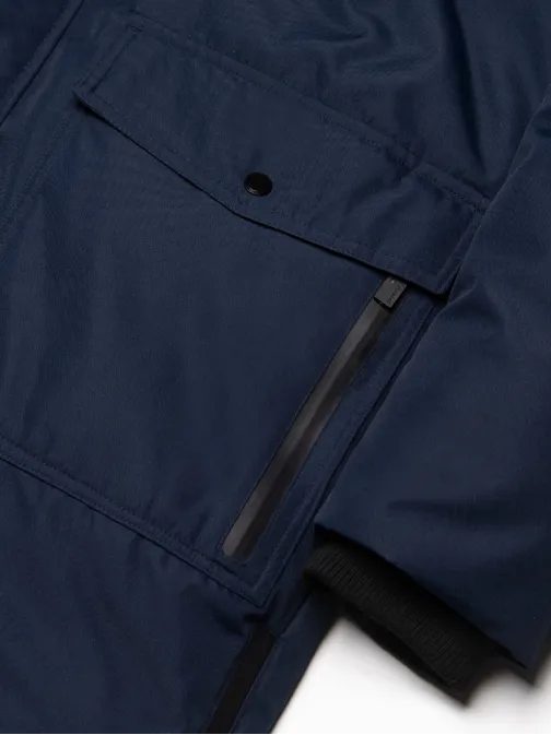 Zimná originálna tmavomodrá prešívaná parka V1 JALJ-0148