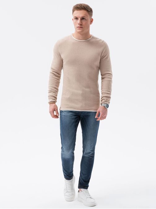 Hnedý bavlnený pánsky sveter E121