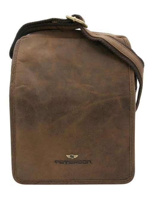 Tmavo-hnedá kožená praktická taška Peterson