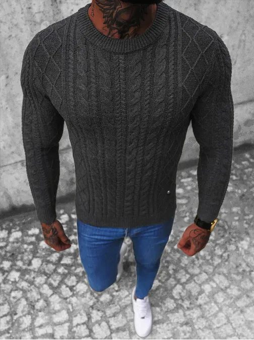 Grafitový sveter s nádherným vzorom NB/MM6010/3