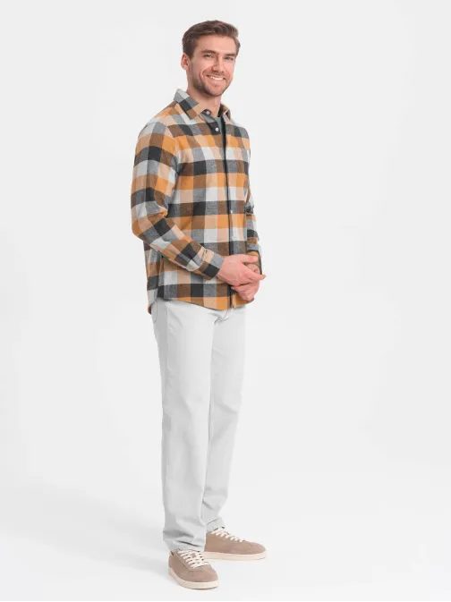 Originálna flanelová károvaná žlto čierna košeľa V2 SHCS-0150