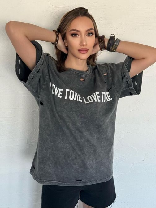 Unikátne dámske grafitové tričko s potlačou Bonganir