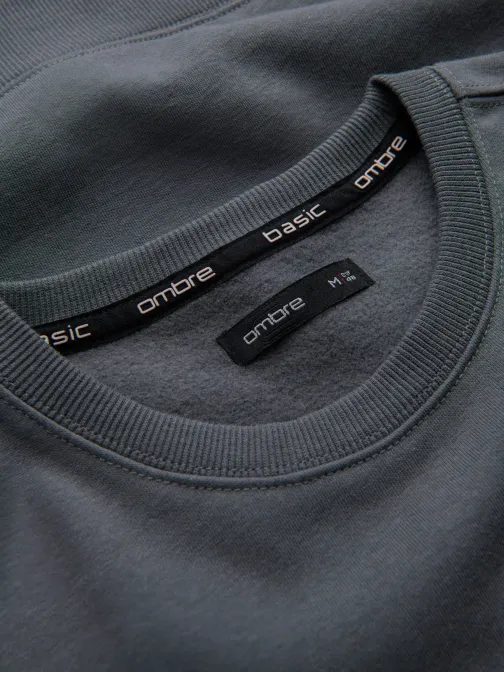 Základná bavlnená pánska mikina v grafitovo-šedej farbe V11 om-ssbn-0159